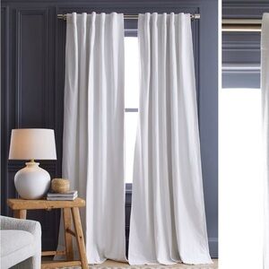 NWOT QUINCE 48x108 Cotton Slub Room Darkening Curtain White 8520